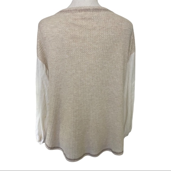 Chrysanthemum color block long sleeves embroidery rayon XS oversized sweatshirt - Picture 7 of 12